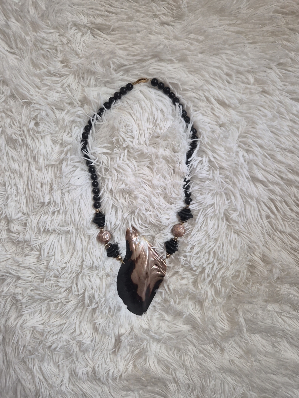 Vintage Shell Necklace Seashell Beads Beaded Vtg Mermaid Coastal Nautical Boho ✨